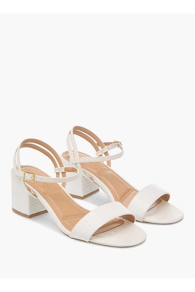 Celeste Women's Textured Sandals with Block Heels and Buckle Closure