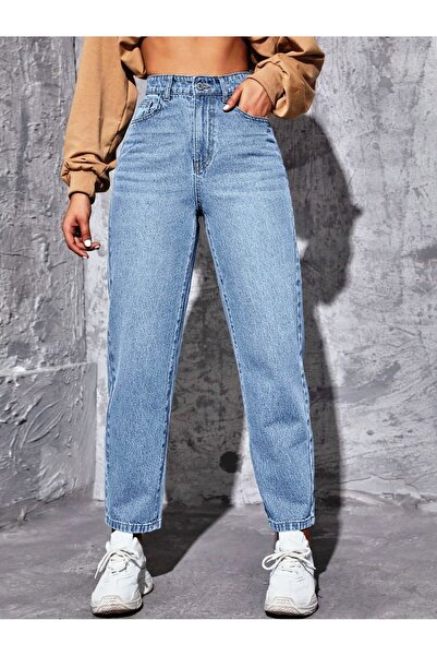 katalya Mom High Waist Duz Leg Jeans - Open Wash 11001-1