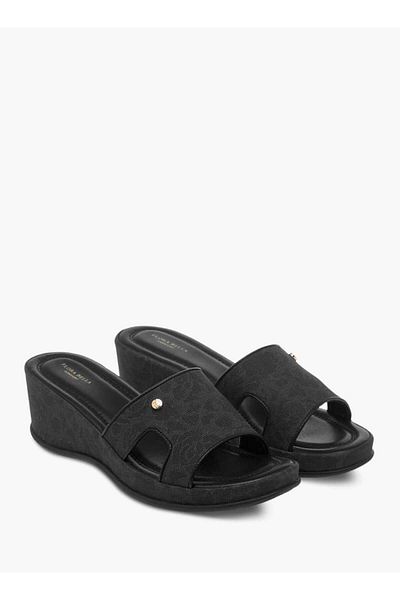 Flora Bella by Shoexpress Flora Bella Floral Textured Slip-On Wedge Heel Sandals