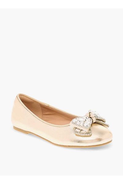 Celeste Girls' Embellished Bow Applique Ballerina Shoes
