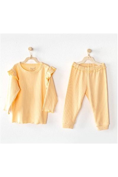 andywawa Girl's 2-Piece Corduroy Set Yellow Ac23656