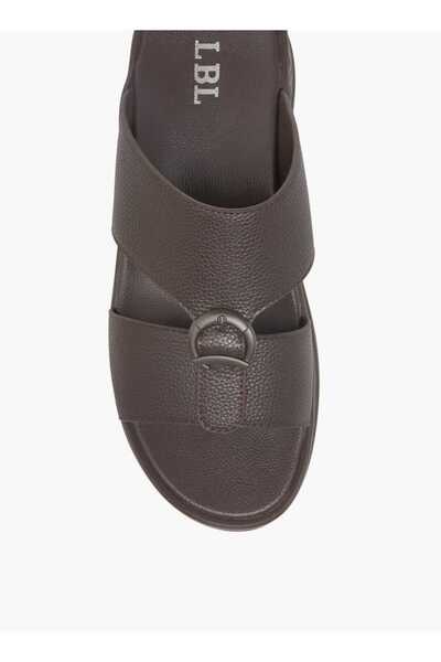 LBL by Shoexpress Textured Slip-On Arabic Sandals with Buckle Accent