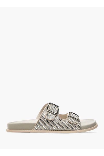 Flora Bella by Shoexpress Flora Bella Embellished Slip-On Sandals with Buckle Accent