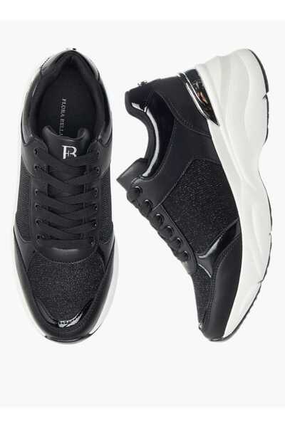 Flora Bella by Shoexpress Flora Bella Glitter Textured Sneakers with Lace-Up ...