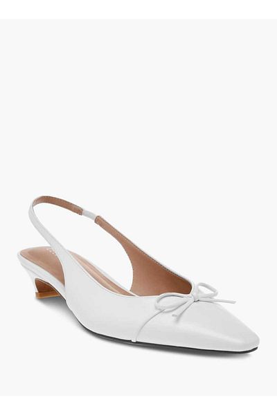 Celeste Celeste Women's Solid Slingback Shoes with Bow Accent and Kitten Heels