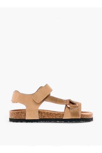 Mister Duchini Monogram Print Strap Sandals with Hook and Loop Closure