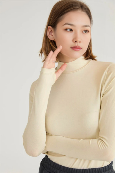 VODENS Γυναικείο μπεζ εξαιρετικά μαλακό σώμα με λεπτομέρεια στα δάχτυλα