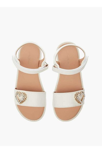 Flora Bella by Shoexpress Flora Bella Heart Accent Sandals with Hook and Loop Closure