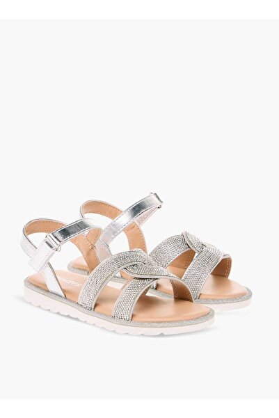 Juniors صندل مسطح مزين بخطاف وحلقة للإغلاق