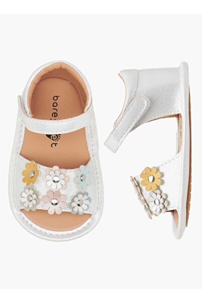 Barefeet Flower Applique Sandals with Hook and Loop Closure