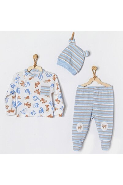 andywawa AC22321RP Tiny Bear Friends 3Lü Bebe Takım Blue