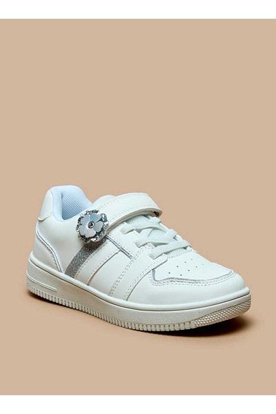 Juniors Floral Accent Sneakers with Hook and Loop Closure