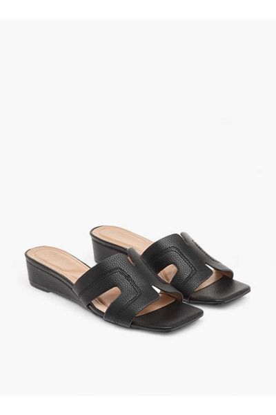 Celeste Women's Solid Slip-On Sandals with Wedge Heels