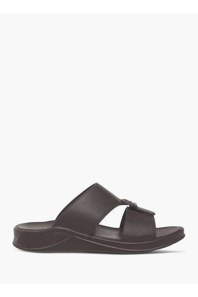 LBL by Shoexpress Textured Slip-On Arabic Sandals with Buckle Accent
