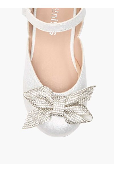 Juniors Juniors Embellished Bow Ballerina Shoes with Hook and Loop Closure
