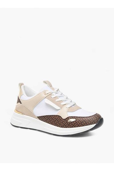 Flora Bella by Shoexpress Flora Bella Monogram Print Sneakers with Lace-Up Closure