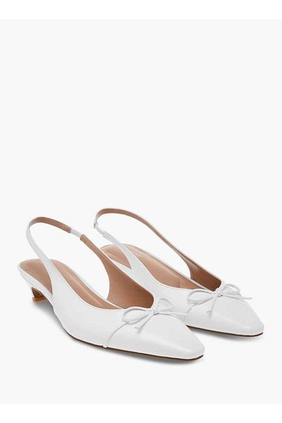 Celeste Celeste Women's Solid Slingback Shoes with Bow Accent and Kitten Heels