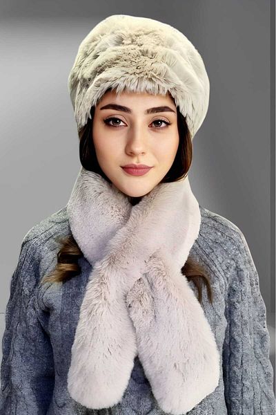 Trenderrs Set de eșarfe cu inimă de blană vegană pentru femei