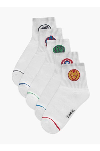 Marvel جوارب رياضية مطبوعة بطول الكاحل غير مصنوعة من قماش تيري - مجموعة من 5 قطع