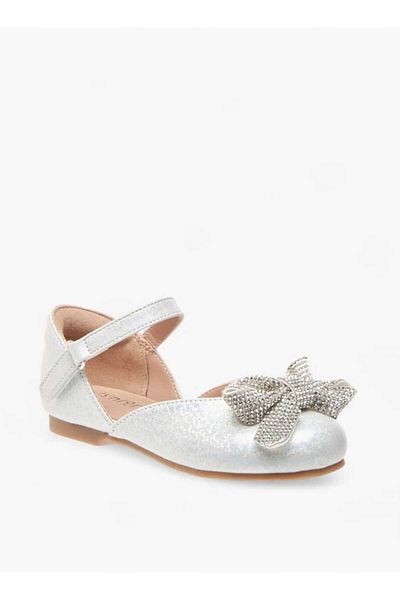 Juniors Juniors Embellished Bow Ballerina Shoes with Hook and Loop Closure