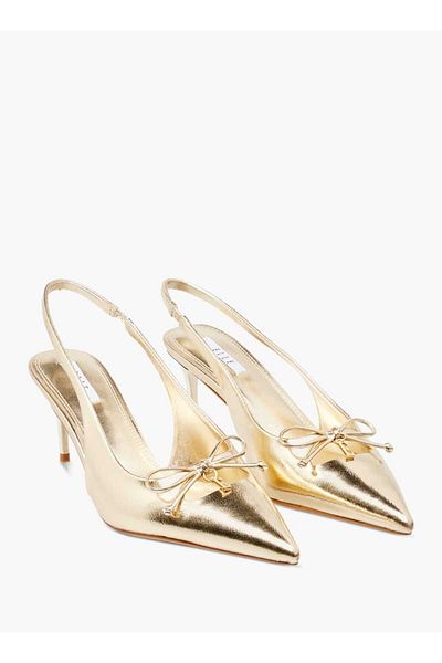 ELLE Women's Textured Slingback Shoes with Stiletto Heels