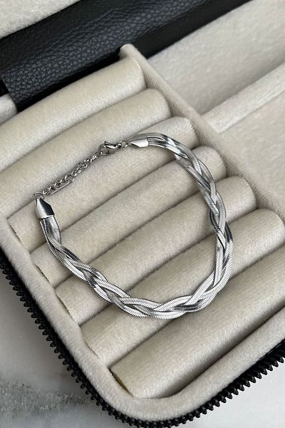 Modex Steel Silver Color Hair Braid Bracelet