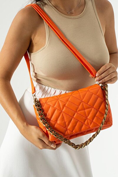 Kaya Bag حقيبة كتف وحقيبة كروس نسائية برتقالية مقاس 15x26