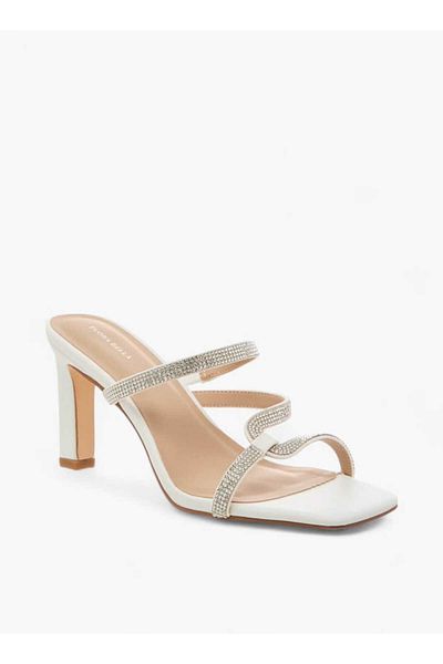 Flora Bella by Shoexpress Flora Bella Embellished Slip-On Sandals with Block Heels