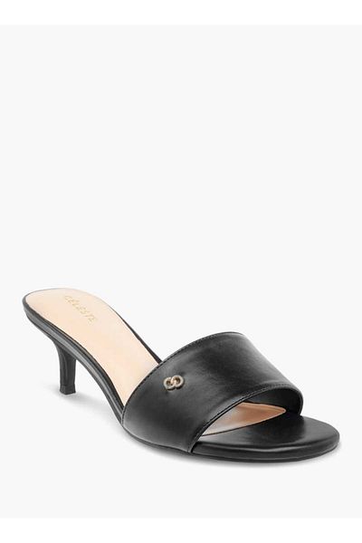 Celeste Women's Solid Slip-On Sandals with Kitten Heels