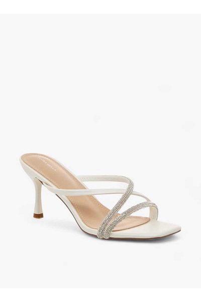 Flora Bella by Shoexpress Flora Bella Embellished Slip-On Sandals with Stiletto Heels