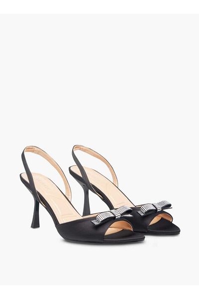 Celeste Women's Embellished Bow Slingback Sandals with Stiletto Heels
