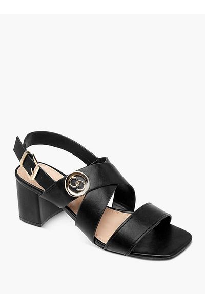 Celeste Women's Solid Sandals with Buckle Closure and Block Heels