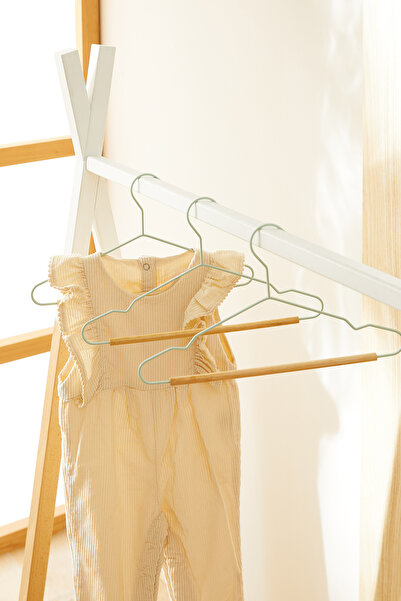 Ocean Home Textile 3 bucăți din lemn, acoperit cu cauciuc mentă, cuier pentru...