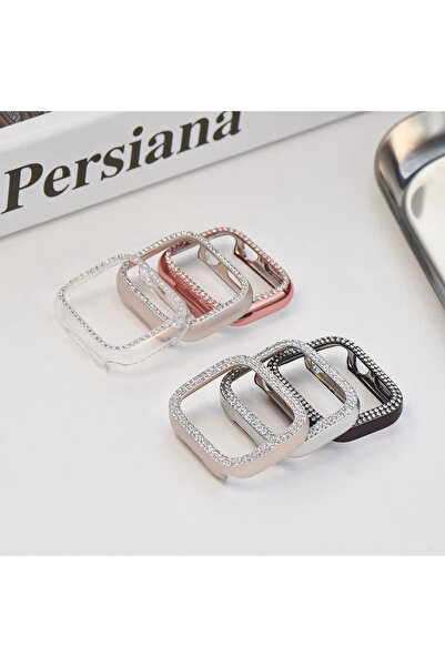 PSGT Apple Watch Seri10-46mm Uyumlu Kasa Koruyucu Işıltılı Parlak Taşlı Koruma