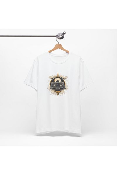 IVART Κλασικό αυτοκίνητο με στάμπα -unisex -100% βαμβακερό κοντομάνικο μπλουζάκι με κοντό μανίκι
