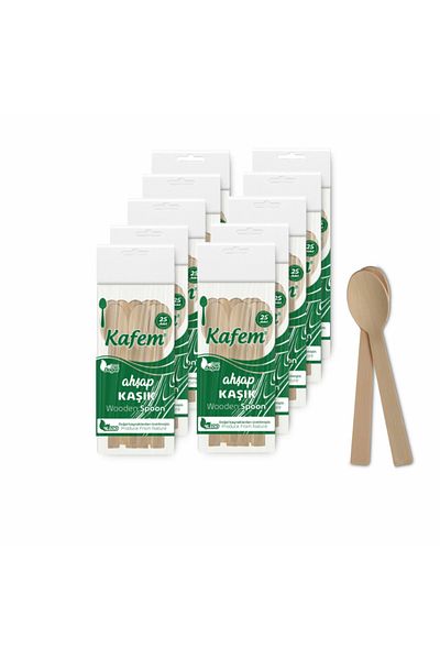 KAFEM 25 Wooden Spoons - 10 Pack