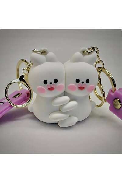 CEYA 2 قطعة من سلسلة مفاتيح للأزواج/العشاق على شكل أرنب مغناطيسي