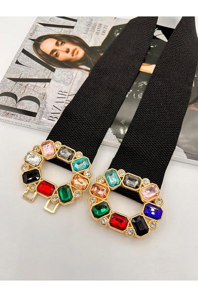 MODAM HİFA Baguette Stone Elastic Femei Curea Rochie Curea Cămașă Curea Jachetă Curea Stone Belt