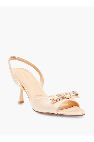 Celeste Women's Embellished Bow Slingback Sandals with Stiletto Heels