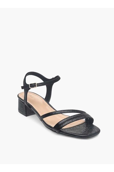Celeste Women's Textured Sandals with Block Heels and Buckle Closure