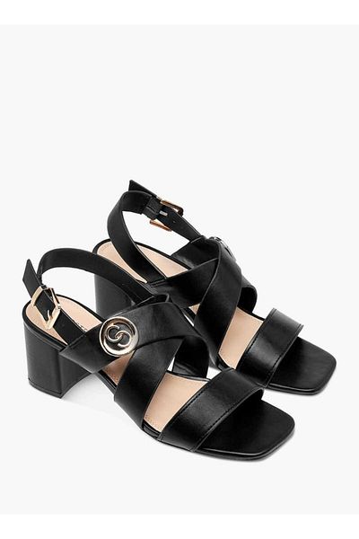 Celeste Women's Solid Sandals with Buckle Closure and Block Heels