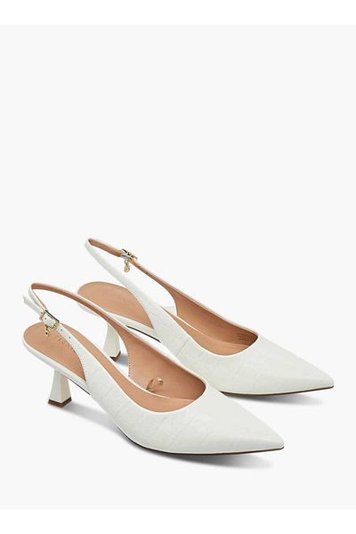 Celeste Women's Textured Slingback Shoes with Flared Heels