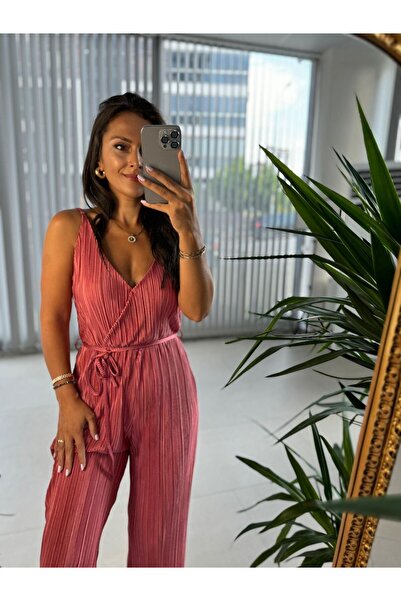 caddstore Zr Crinkle Dusty Rose Jumpsuit