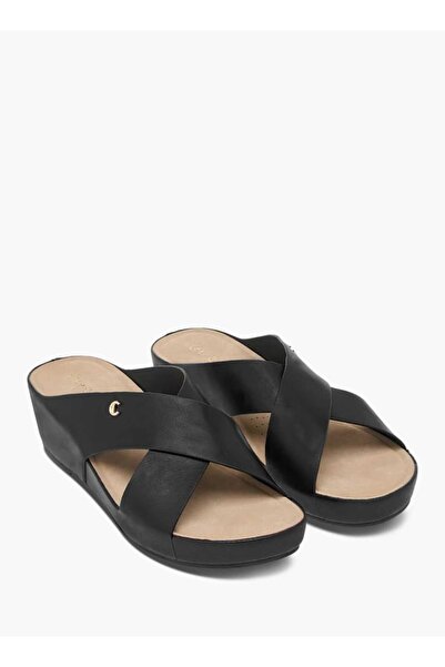 Le Confort Solid Cross Strap Sandals with Wedge Heels