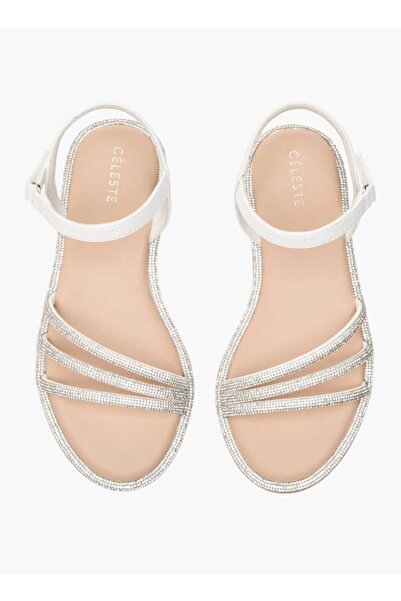 Celeste Girls' Embellished Strap Sandals with Hook and Loop Closure