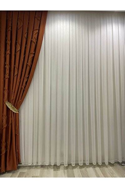 GACALLAR HOUSE Taçsoft Bambu Ağır Gramajlı Şantuklu 1/3 Kat Sık Pileli Tül Perde Her Odaya Uygun Ütü Istemeyen