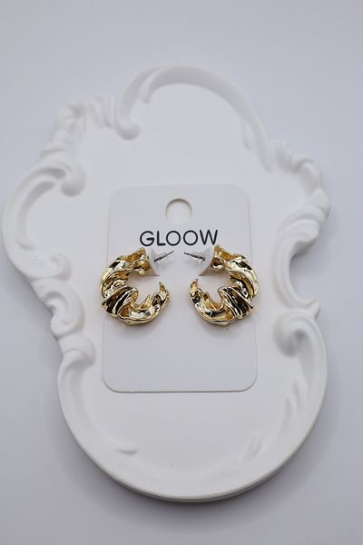 DEMOKAN Women's Earrings 3cm Irregular Wavy Half Hoop Earrings