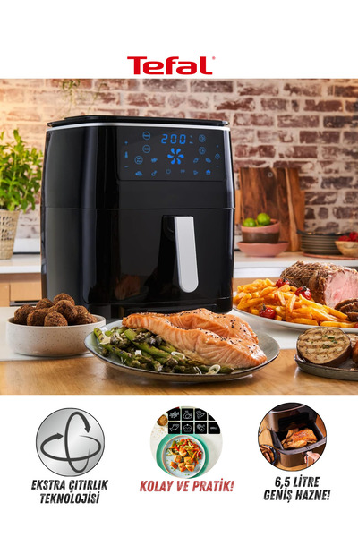 TEFAL Premium Yağsız Fritöz Airfryer, 6,5L Geniş Kapasite, Hava ile Kızartma & Izgara & Buharlı Pişirme
