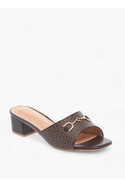 Celeste Women's Monogram Detail Slip-On Sandals with Block Heels