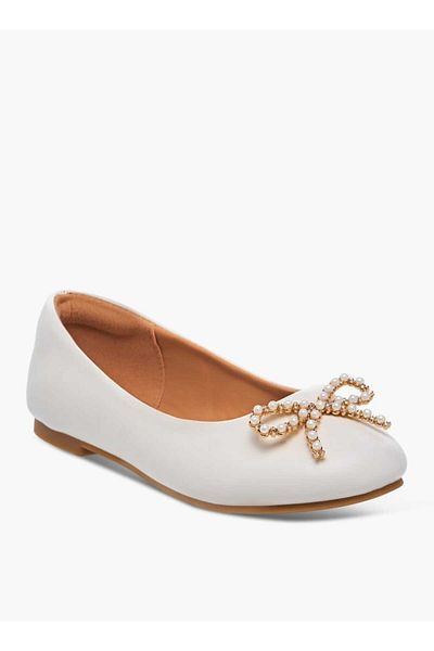 Little Missy Bow Accent Slip-On Ballerina Shoes